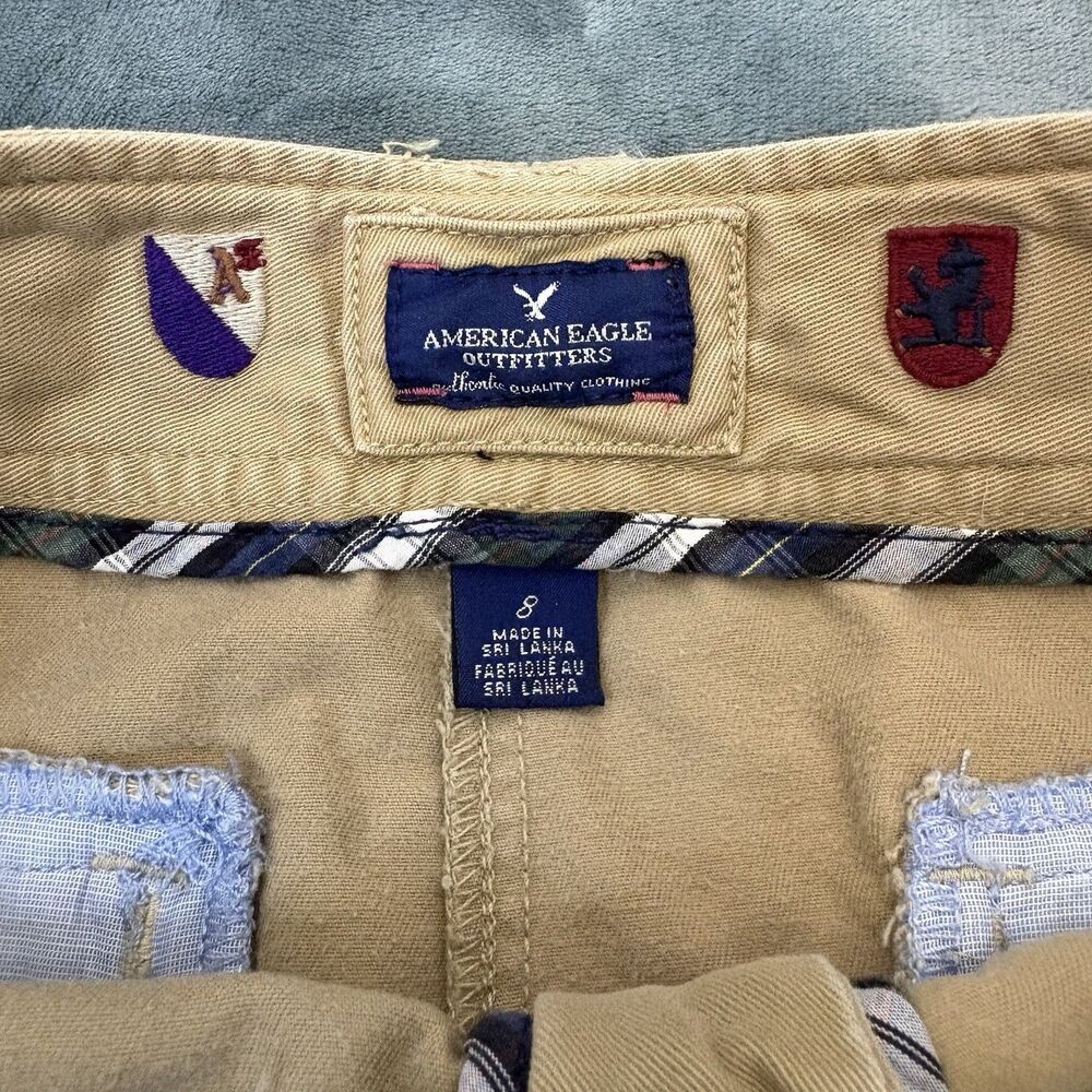 Y2K  American Eagle Khaki Mini Skirt Size 8 2000s Preppy Cargo - Picture 3 of 8